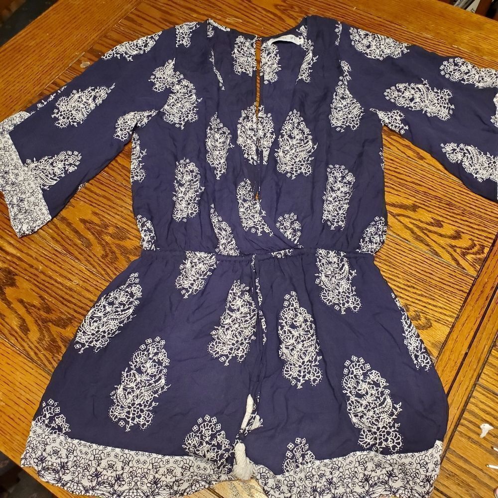 Faithfull  the brand blue&white floral romper sz s